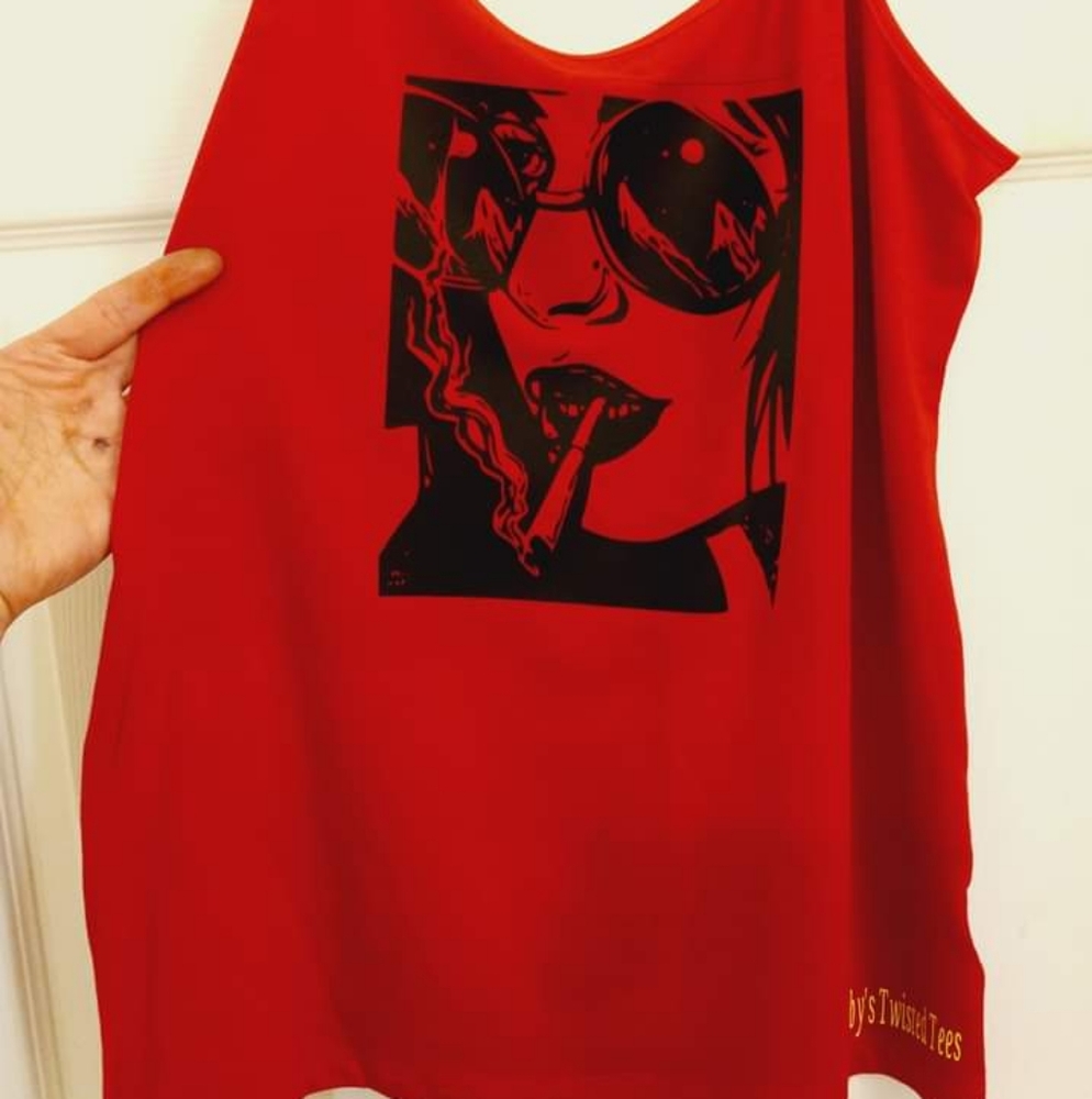 Red tank w Stevie Nicks logo